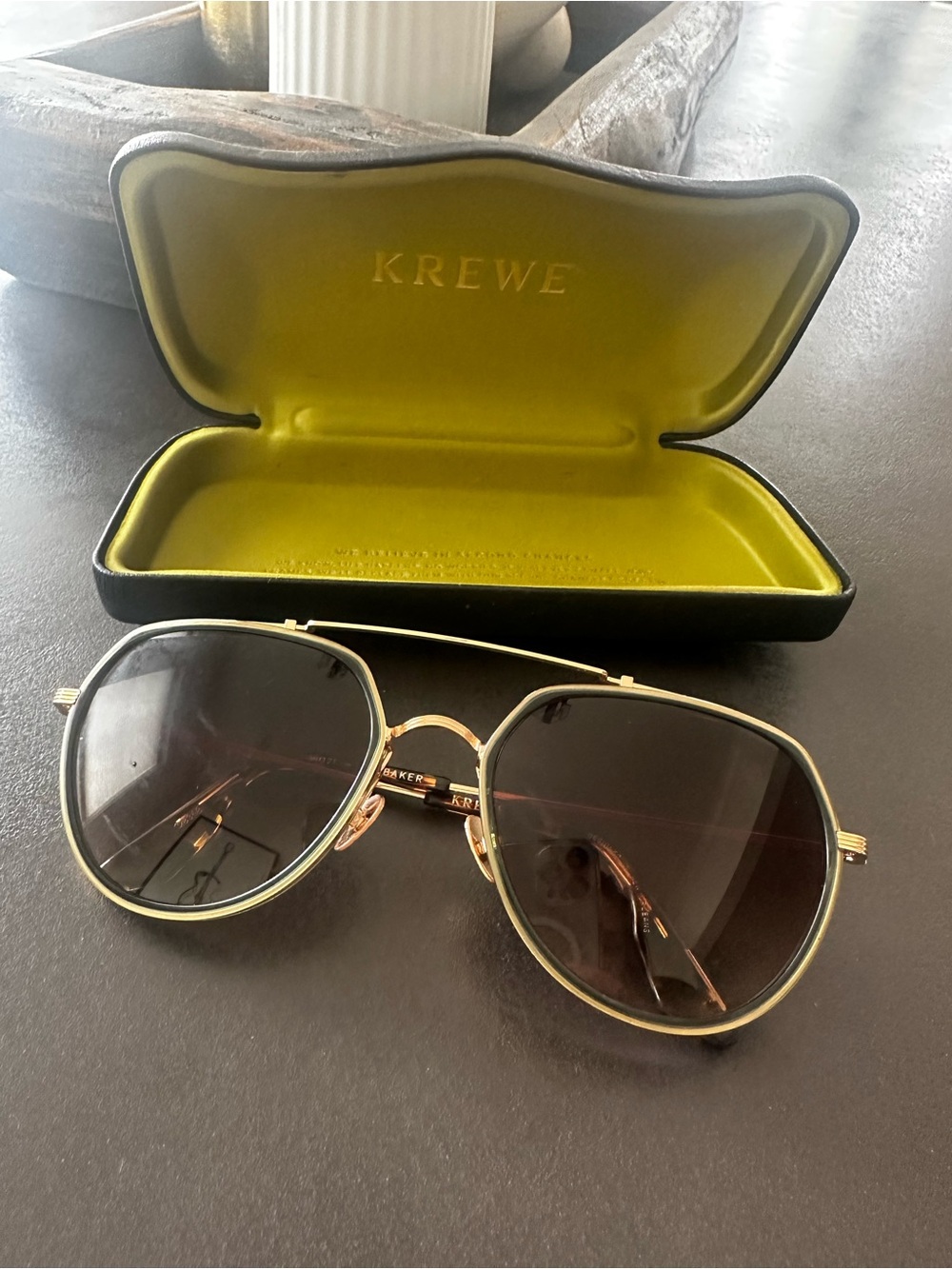 KREWE Gold Frame Sunglasses with Brown Lenses